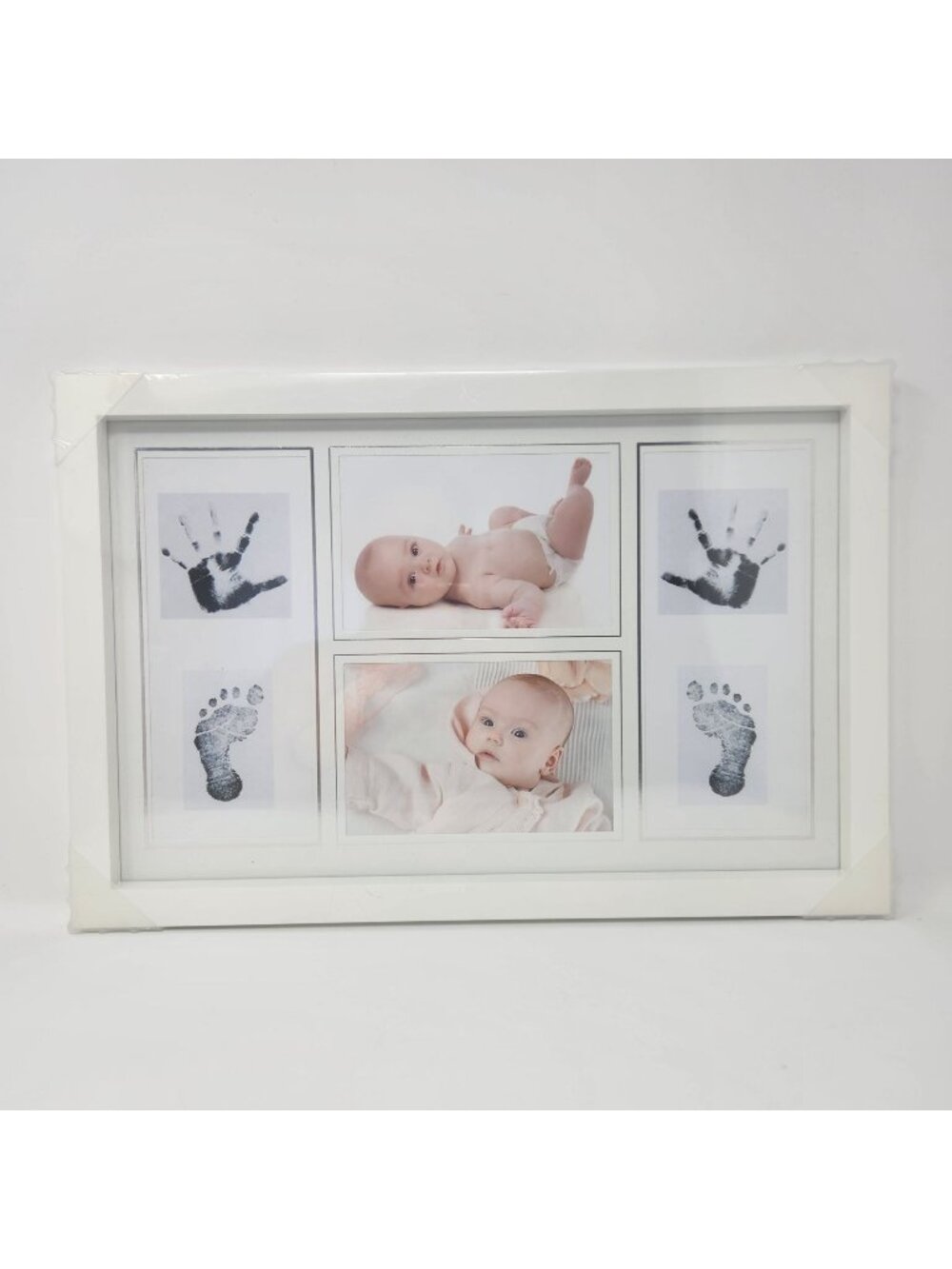 Baby Handprint & Footprint Picture Frame White Keepsake Frame 17x11 Inches